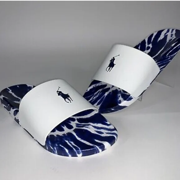 NWOT Men's Ralph Lauren Polo Tie-Dye Slides - Picture 2 of 12